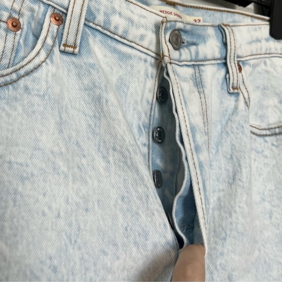Levis button fly wedgie skinny acid wash denim raw ham jeans size 32 - Picture 6 of 11